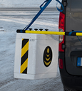 Image of a HA-1000 antenna mounted onto the back of a car